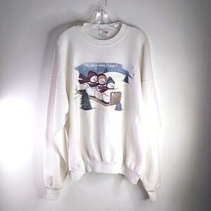 Hanes - Vintage White Long Sleeve We Were Once Flakes Sweatshirt - Sz XXL